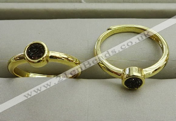 NGR1043 4mm coin plated druzy agate rings wholesale