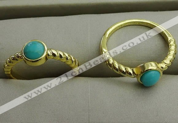 NGR1050 4mm coin synthetic turquoise rings wholesale