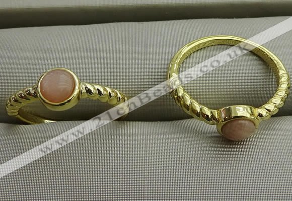 NGR1051 4mm coin moonstone gemstone rings wholesale