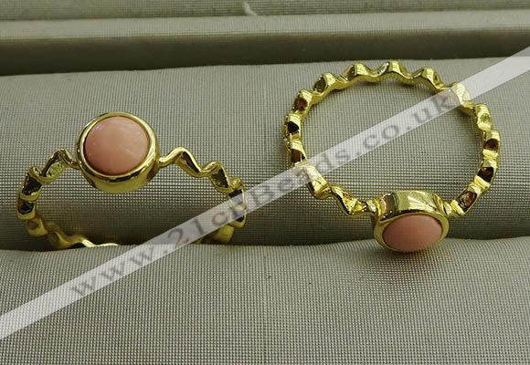 NGR1056 4mm coin synthetic coral rings wholesale