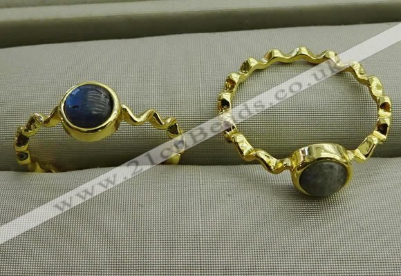 NGR1060 4mm coin labradorite gemstone rings wholesale