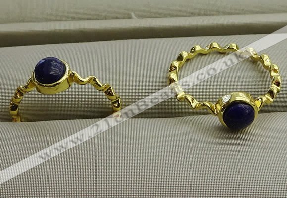 NGR1061 4mm coin lapis lazuli gemstone rings wholesale