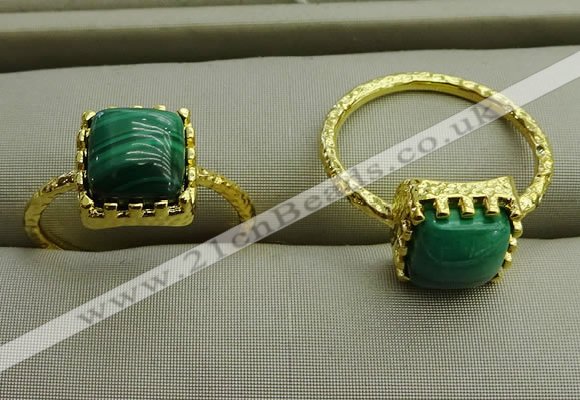 NGR1071 8*8mm square malachite gemstone rings wholesale