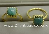 NGR1072 8*8mm square amazonite gemstone rings wholesale