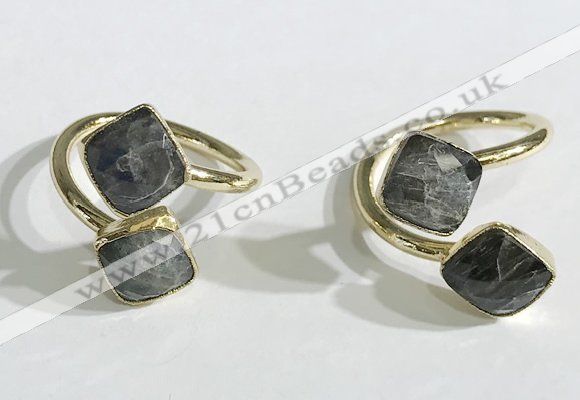 NGR1082 8mm faceted square labradorite gemstone rings wholesale
