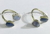 NGR1095 8*10mm faceted flat droplet kyanite & blue lace agate rings wholesale