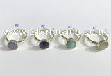 NGR1102 10mm faceted coin  mixed gemstone rings wholesale