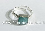 NGR1105 10mm faceted square  amazonite gemstone rings wholesale