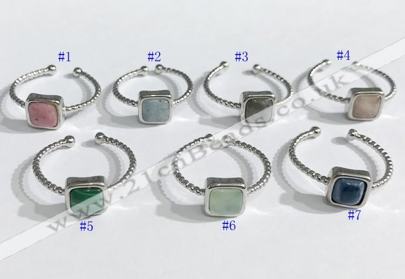 NGR1112 8mm square  mixed gemstone rings wholesale