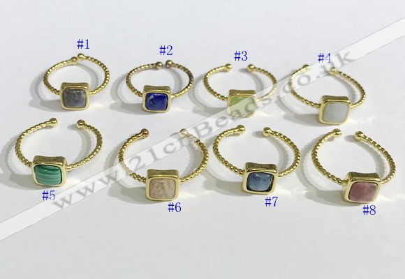 NGR1113 8mm square  mixed gemstone rings wholesale