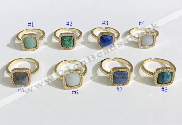 NGR1132 12mm square mixed gemstone gemstone rings wholesale