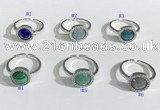 NGR1133 11mm flat round mixed gemstone gemstone rings wholesale