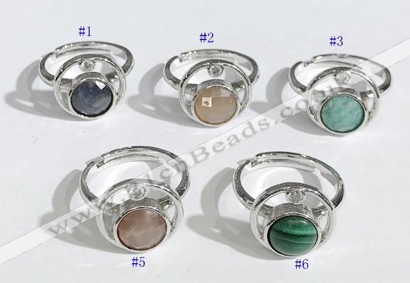 NGR1136 7mm - 11mm flat round mixed gemstone gemstone rings wholesale