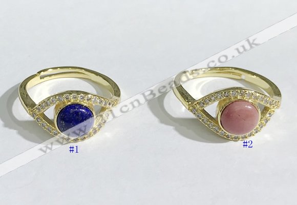 NGR1138 7mm flat round mixed gemstone gemstone rings wholesale