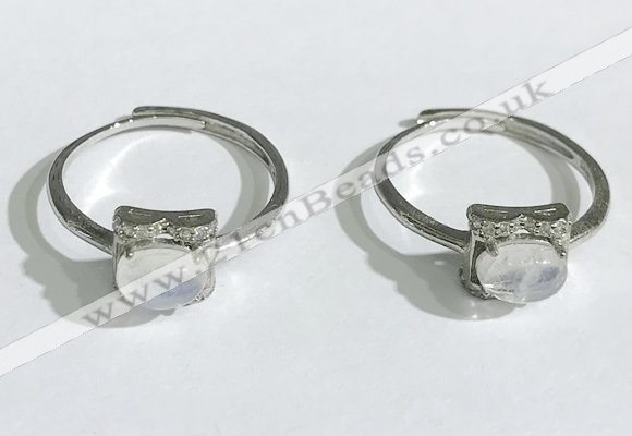 NGR1141 5*7mm oval white moostone gemstone rings wholesale