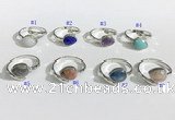 NGR1144 8*10mm faceted flat droplet mixed gemstone rings wholesale