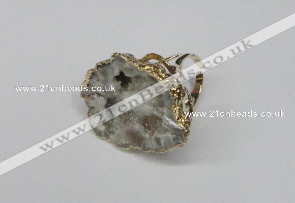 NGR124 30*40mm - 35*45mm freeform plated druzy quartz rings