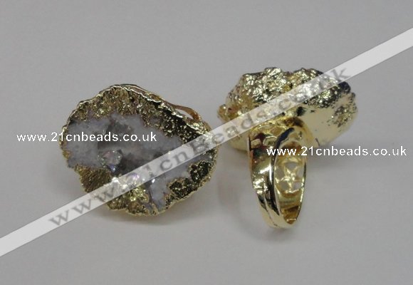 NGR125 30*40mm - 35*45mm freeform plated druzy quartz rings