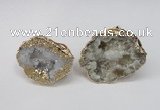 NGR126 30*40mm - 35*45mm freeform plated druzy quartz rings