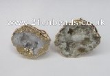 NGR126 30*40mm - 35*45mm freeform plated druzy quartz rings