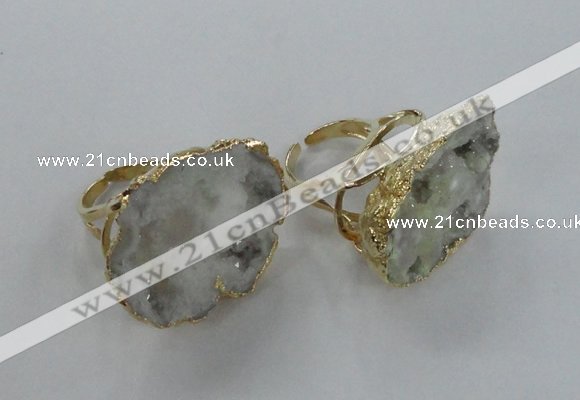 NGR127 30*35mm - 35*40mm freeform plated druzy quartz rings