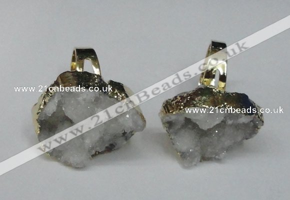 NGR129 18*25mm - 20*25mm freeform plated druzy quartz rings