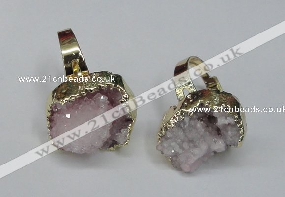 NGR130 18*25mm - 20*25mm freeform plated druzy quartz rings