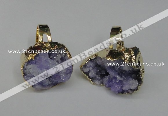 NGR131 18*25mm - 20*25mm freeform plated druzy quartz rings