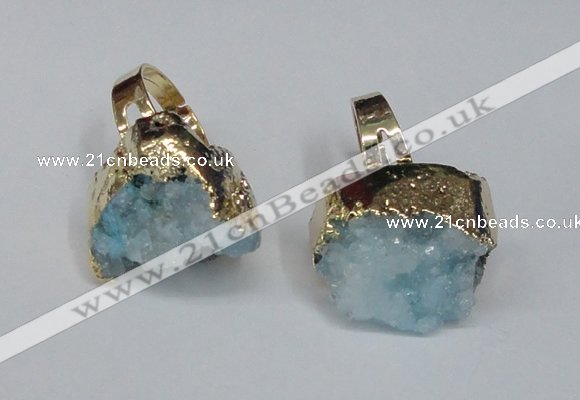 NGR132 18*25mm - 20*25mm freeform plated druzy quartz rings