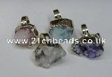 NGR133 18*25mm - 20*25mm freeform plated druzy quartz rings