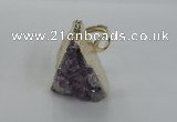 NGR137 25*30mm triangle plated druzy amethyst rings wholesale