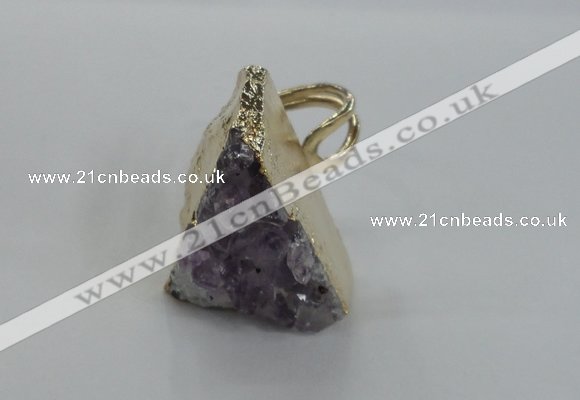 NGR137 25*30mm triangle plated druzy amethyst rings wholesale