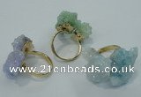NGR15 15*20mm - 20*25mm nuggets plated druzy quartz rings