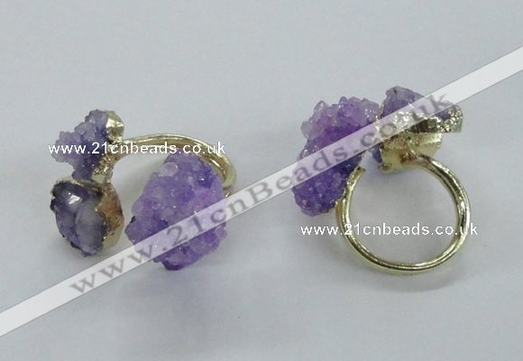 NGR150 8*10mm - 15*20mm nuggets druzy quartz rings wholesale