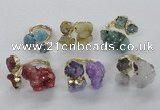 NGR154 8*10mm - 15*20mm nuggets druzy quartz rings wholesale