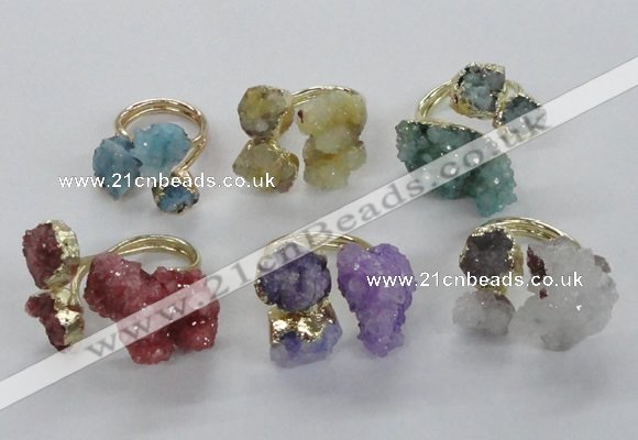 NGR154 8*10mm - 15*20mm nuggets druzy quartz rings wholesale