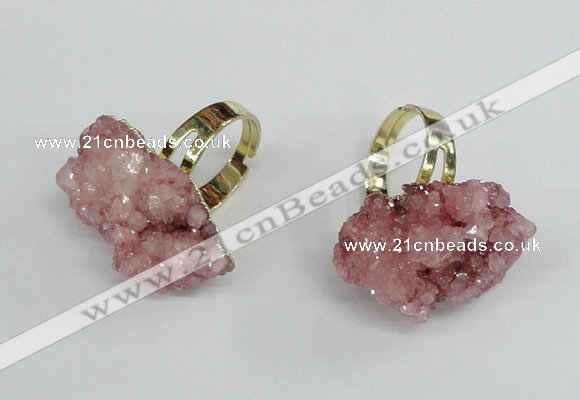 NGR16 18*25mm - 25*30mm nuggets plated druzy quartz rings