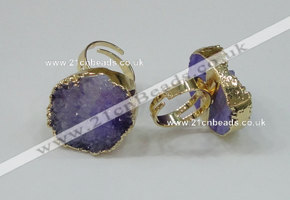 NGR160 22*30mm - 25*30mm freeform druzy agate rings wholesale