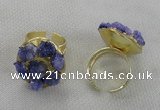 NGR177 25*30mm druzy agate gemstone rings wholesale