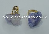 NGR18 18*25mm - 25*30mm nuggets plated druzy quartz rings