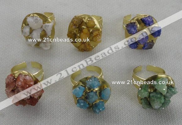 NGR181 25*30mm druzy agate gemstone rings wholesale
