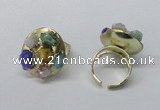 NGR183 25*30mm druzy agate gemstone rings wholesale