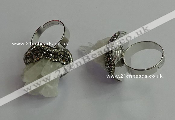 NGR2003 25mm flower druzy quartz rings wholesale