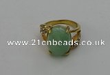 NGR2008 10*15mm faceted oval green aventurine gemstone rings