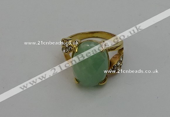 NGR2008 10*15mm faceted oval green aventurine gemstone rings