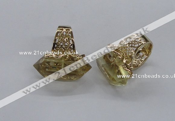 NGR201 15*25mm - 16*30mm faceted nuggets lemon quartz rings