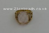 NGR2041 10*15mm faceted oval rose quartz gemstone rings