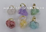 NGR21 18*25mm - 25*30mm nuggets plated druzy quartz rings