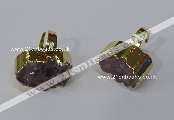 NGR210 15*25mm - 18*30mm oval druzy amethyst rings wholesale