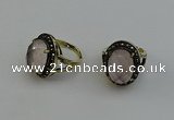 NGR2101 10*15mm faceted oval rose quartz gemstone rings